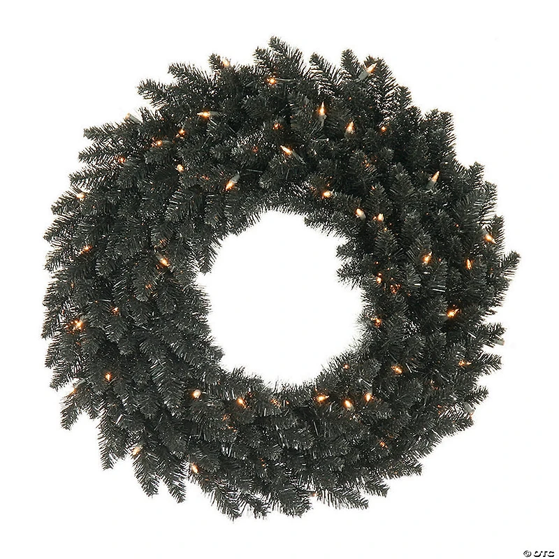 Vickerman 30" Black Fir Christmas Wreath with Warm White LED Lights
