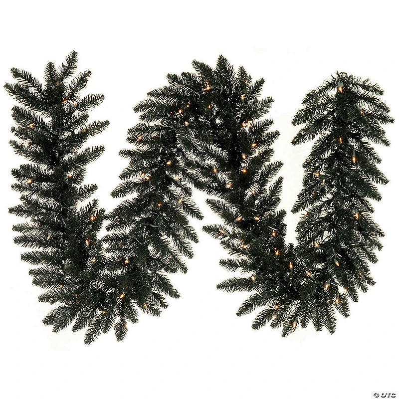 Vickerman 9' Black Fir Christmas Garland with Warm White LED Lights