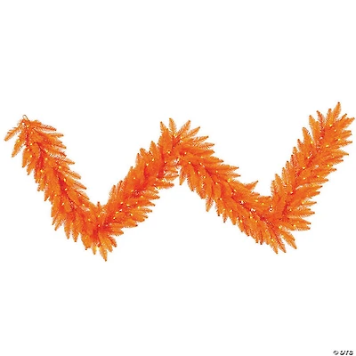 Vickerman 9' Orange Christmas Garland with Orange LED Lights