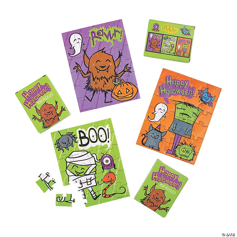 Halloween Mini Jigsaw Puzzles - Set of 12