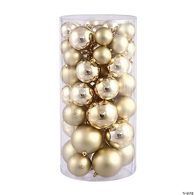 Vickerman Shatterproof 1.5"-2" Gold Shiny and Matte Ball Christmas Ornament Assortment, 50 per Box