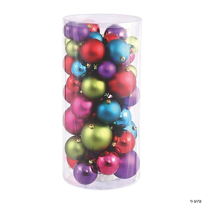 Vickerman Shatterproof 1.5"-2" Multi-Colored Shiny and Matte Ball Christmas Ornament Assortment, 50 per Box