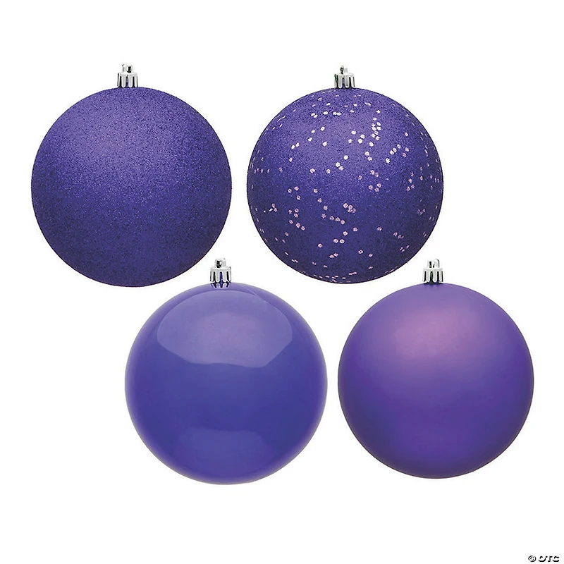 Vickerman Shatterproof 2.4" Purple 4-Finish Ball Christmas Ornament, 24 per Box