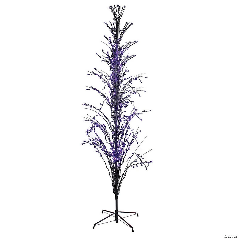 Northlight 9' Purple LED Lighted Cascade Twig Outdoor Halloween Tree