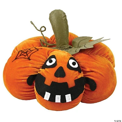 Northlight 15" Orange LED Lighted Plush Jack-o-Lantern Pumpkin Halloween Decoration
