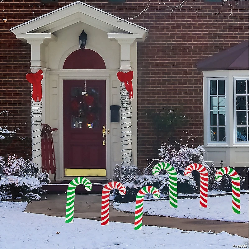 10 1/2" x 19 3/4" Red, Green & White Candy Cane Yard Signs - 6 Pc.
