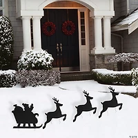 16" - 19" Santa & Reindeer Silhouette Yard Sign Set - 4 Pc.