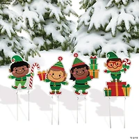 20 1/4" - 24" Christmas Elves Yard Stakes - 4 Pc.