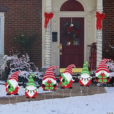 6" x 9" Christmas Gnome Yard Signs - 6 Pc.