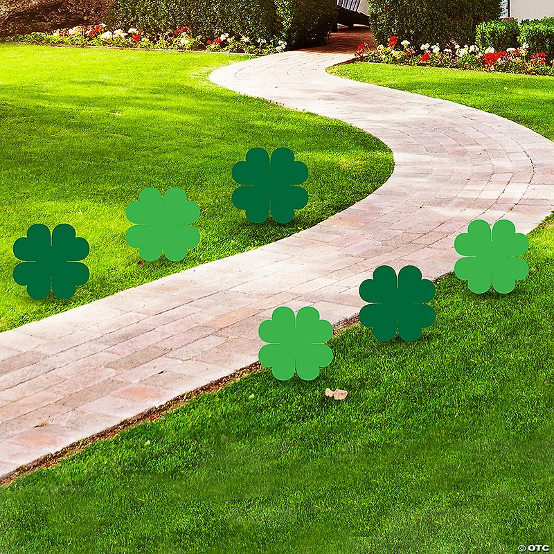 14" x 14" St. Patrick’s Day Clover Yard Signs - 6 Pc.