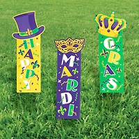10" x 24" Mardi Gras Vertical Yard Signs - 3 Pc.