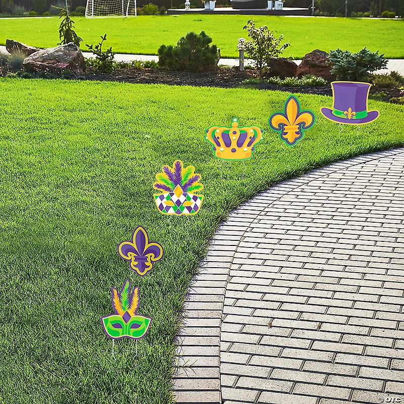 8" - 9 3/4" Mardi Gras Fleur de Lis Sidewalk Signs - 6 Pc.