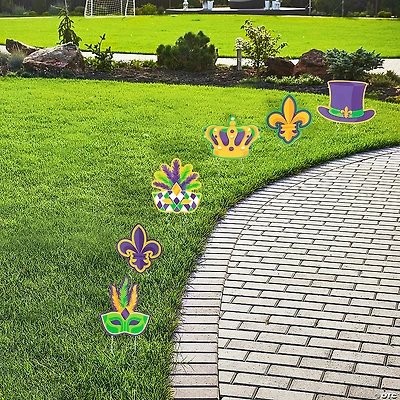 8" - 9 3/4" Mardi Gras Fleur de Lis Sidewalk Signs - 6 Pc.