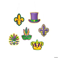 Mardi Gras Purple, Green & Yellow Hanging Decorations - 6 Pc.