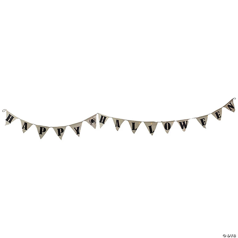 Northlight 18" White LED Triangle "Happy Halloween" Banner