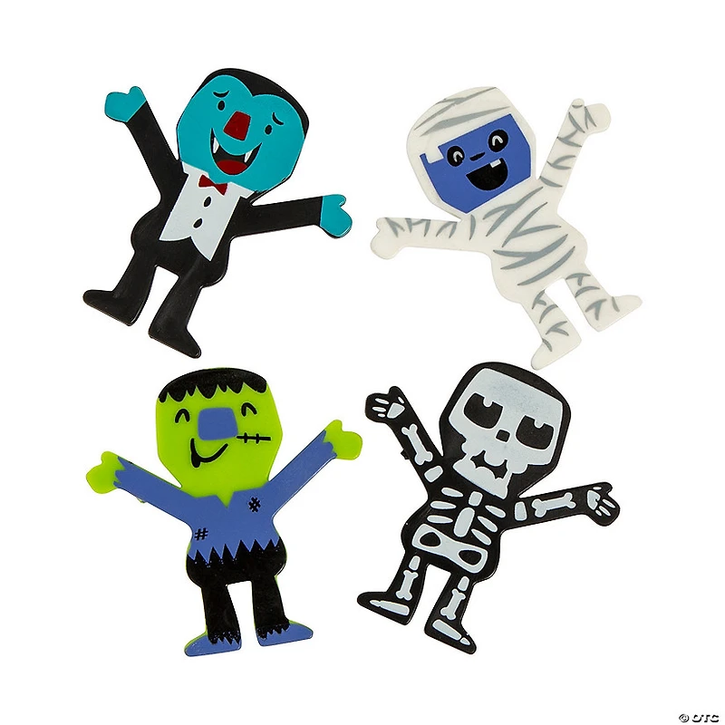 Bulk  48 Pc. Vinyl Skeleton, Mummy, Green Monster, Vampire Halloween Monster Characters