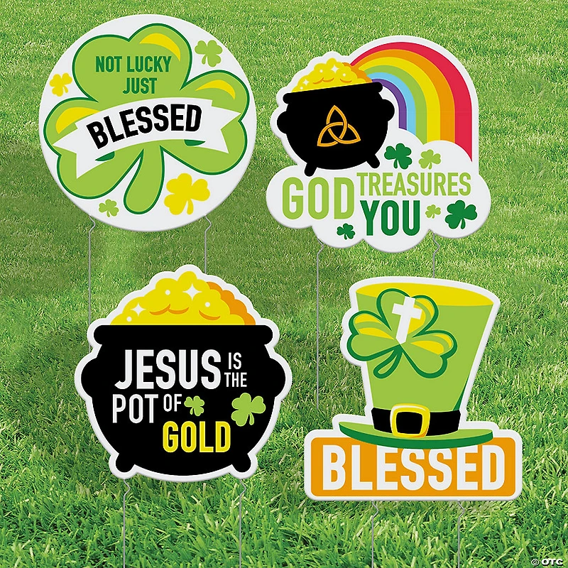 16" x 16" Religious St. Patrick's Day Yard Signs - 4 Pc.
