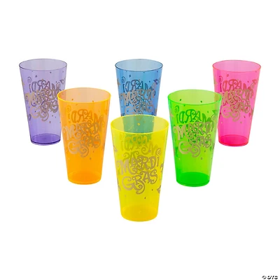 16 oz. Mardi Gras Print Disposable Plastic Cups - 12 Ct. - Less Than Perfect