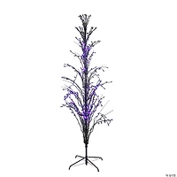 6' Pre-Lit Black Cascade Outdoor Halloween Twig Tree  Purple Lights