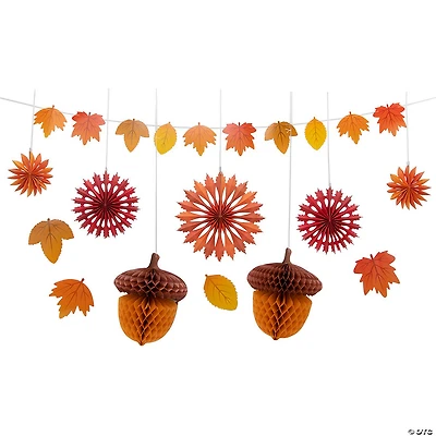 Warm Color Fall Leaf Hanging Decorations Kit