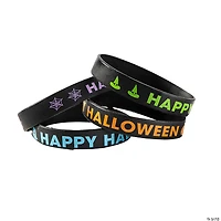 Happy Halloween Black Silicone Bracelets - 24 Pc.