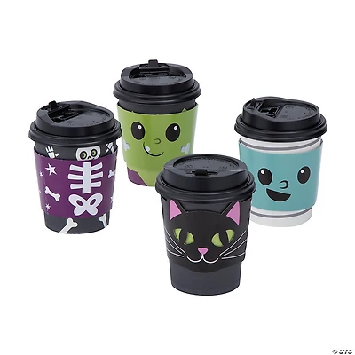 Cute Monster Coffee Cups with Lids & Sleeves - 12 Ct.