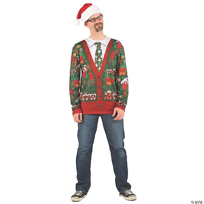 Adult Ugly Christmas Cardigan T-Shirt Costume