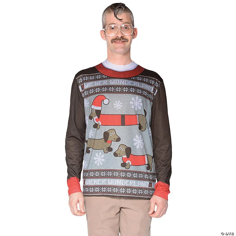 Ugly Christmas Sweater Wiener Wonderland Men's T-Shirt Costume