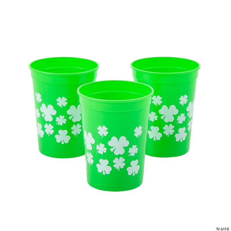 10 oz. St. Patrick’s Day Shamrock & Clover Reusable Plastic Cups - 12 Ct.
