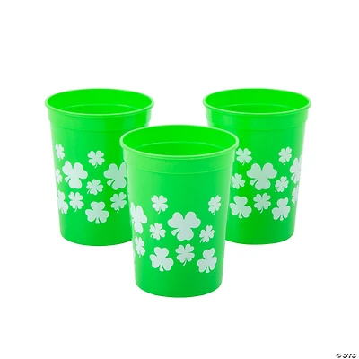 10 oz. St. Patrick’s Day Shamrock & Clover Reusable Plastic Cups - 12 Ct.