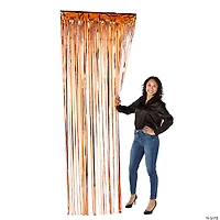 Orange Ready-to-Hang Metallic Foil Fringe Curtain