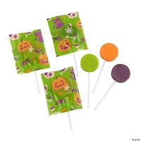 1 1/4" 1 Lb. Halloween Printed Fruit Flavor Lollipops – 57 Pc.