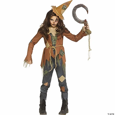 Kids Brown Polyester Scary Crow Scarecrow Costume