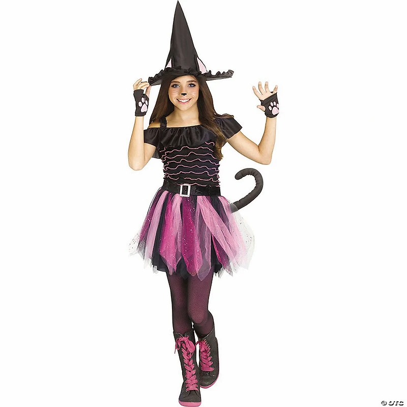 Girl’s Black Polyester Witch Kitty Costume