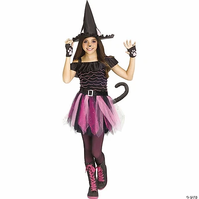Girl’s Black Polyester Witch Kitty Costume