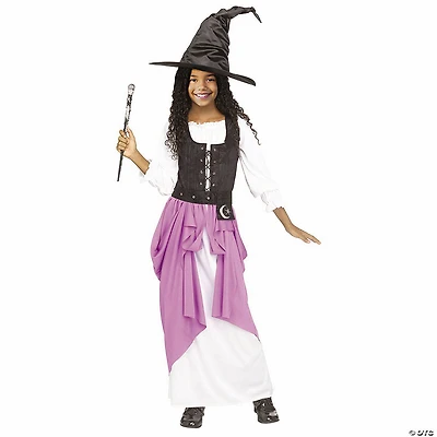 Girl’s Black, Purple & White Polyester Renaissance Witch Costume