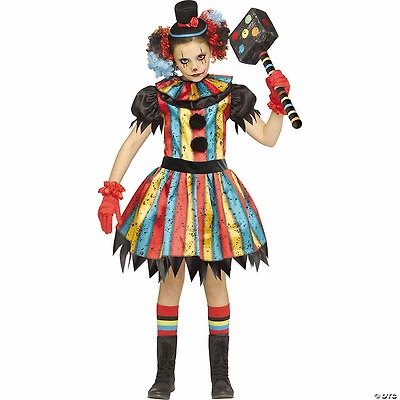 Girl’s Multicolor Polyester Carny Clown Costume