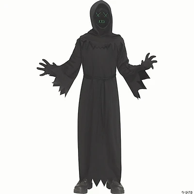 Kids Black Robe with Electroluminescent Mask Phantom Costume
