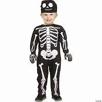 Toddler Black & White Polyester Skeleton Jumpsuit Costume