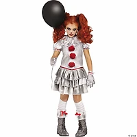 Girl’s Gray, Red & White Dress Carnevil Clown Costume