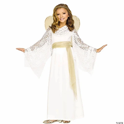 Girl’s White & Gold Dress Angelic Miss Costume