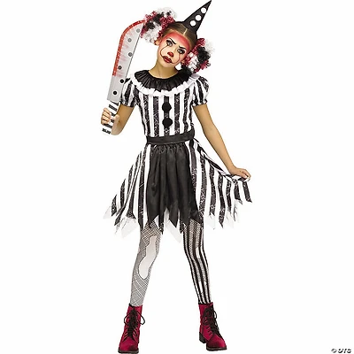 Girl’s Red, Black & White Dress Karnevil Kut-Up Clown Costume