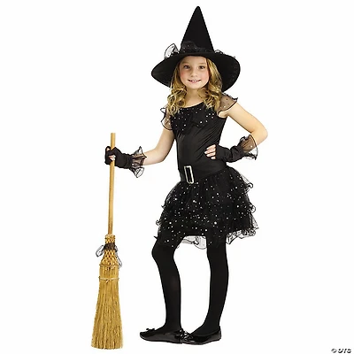 Girl’s Black & Silver Glitter Witch Costume