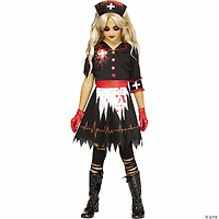 Girl’s Black, Red & White Not So Nice Nurse Costume