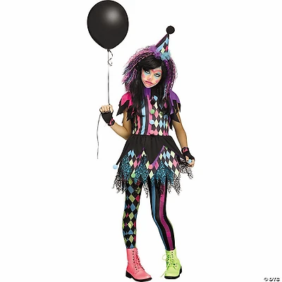 Girl’s Multicolor Twisted Circus Clown Costume