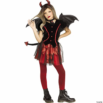 Girl’s Black & Red Dress Devil Costume with Wings