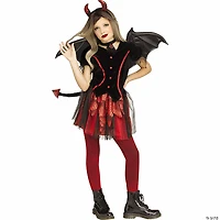 Girl’s Black & Red Dress Devil Costume with Wings