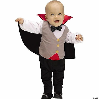 Baby Black, Gray, White & Red Jumpsuit Lil’ Drac Vampire Costume