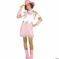 Girl’s Pink, White & Silver Dress Sparkle Cowgirl Costume