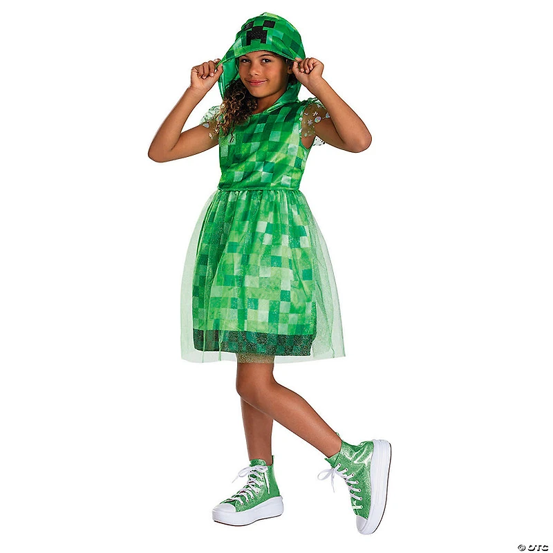Kids Minecraft™ Creeper Hooded Dress Costume